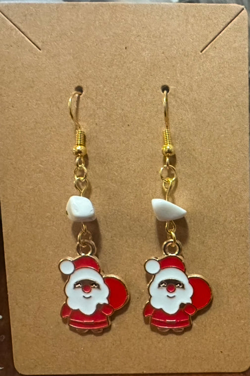 Santa Holiday Dangle Earrings