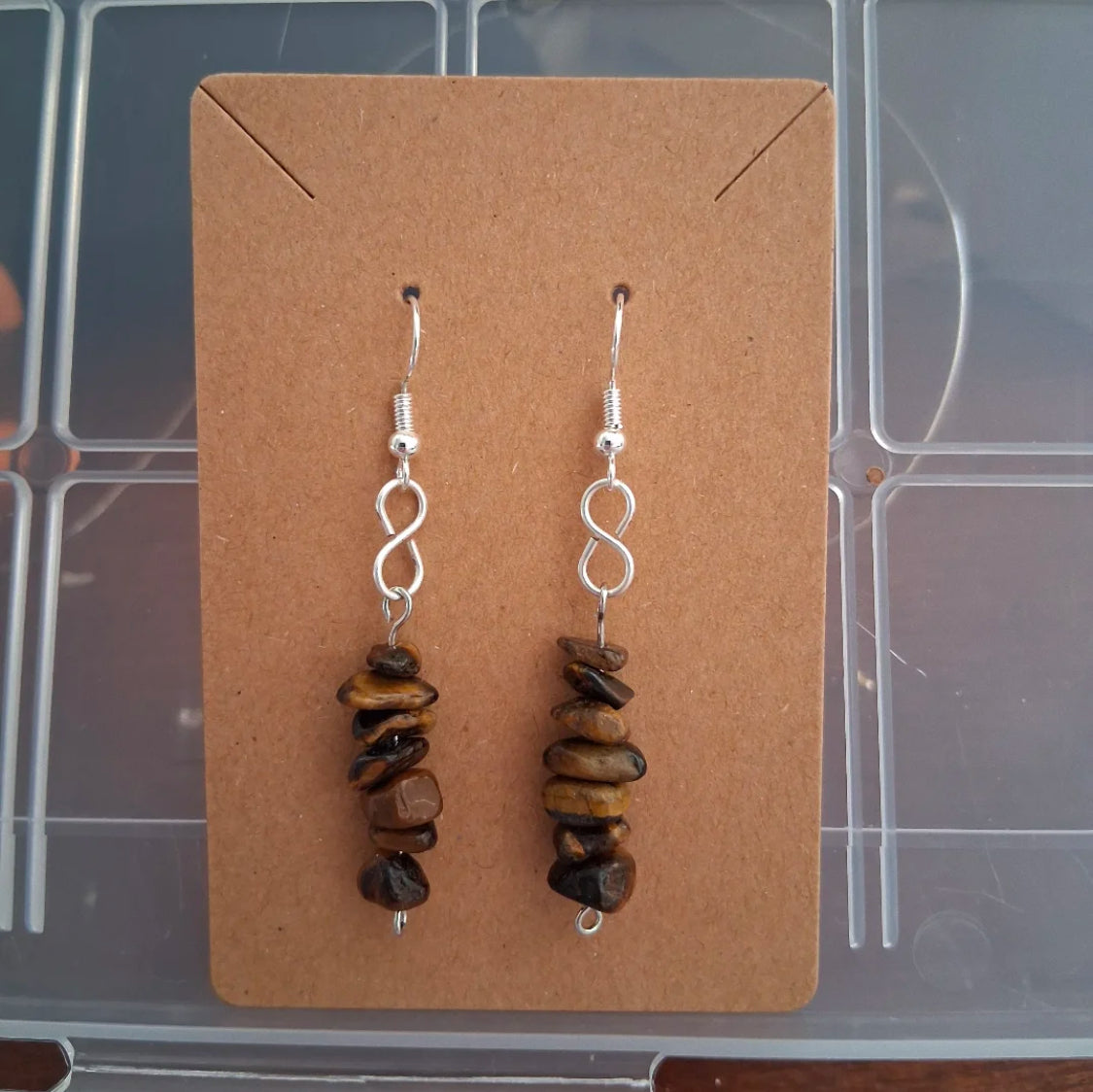 Tiger’s Eye Chip Stone Dangle Earrings