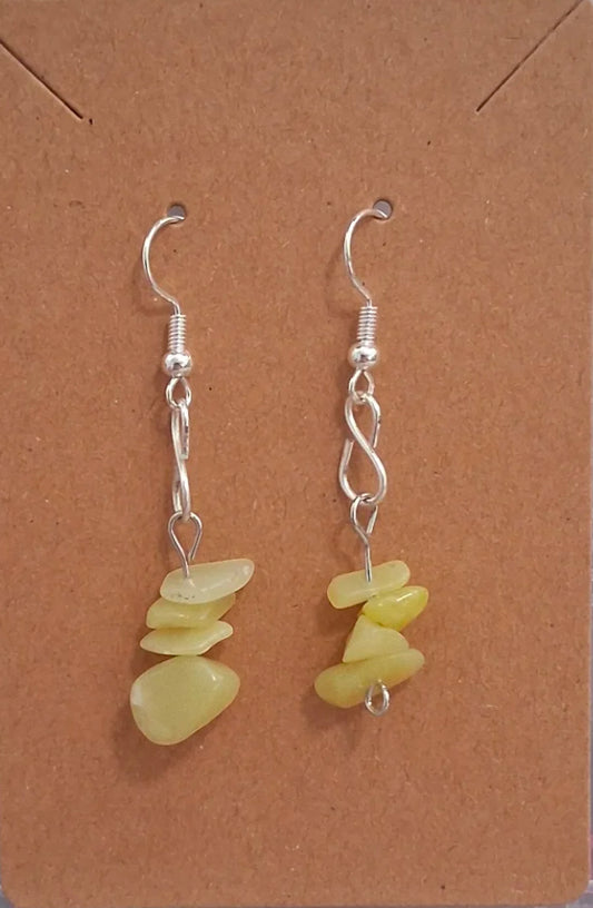 Yellow Opal Chip Stone Dangle Earrings