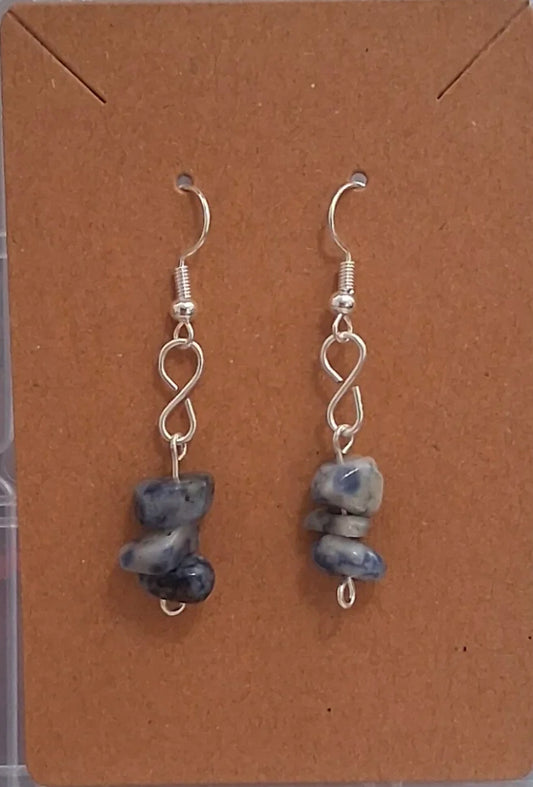 Lapis Lazuli Chip Stone Dangle Earrings