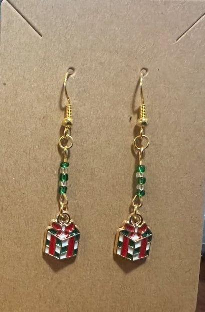 Holiday Gift Box Dangle Earrings